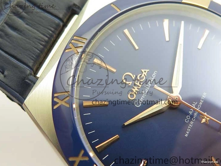 0409 Chic Constellation 131.33.41.21.03.001 SS RG TW Best Edition Blue Dial On Gummy Strap A 7872